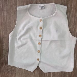 White Button-Front Women’s Sweater Vest